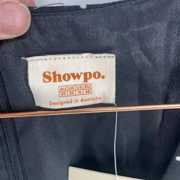 Showpo. Worlds Away Black White Polka Dot Ruffle Mini Dress NWT Womens 16 - Picture 3 of 8